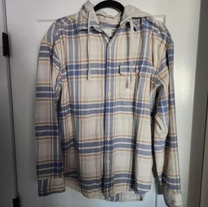 American Eagle Beige with Blue hooded Flannel
